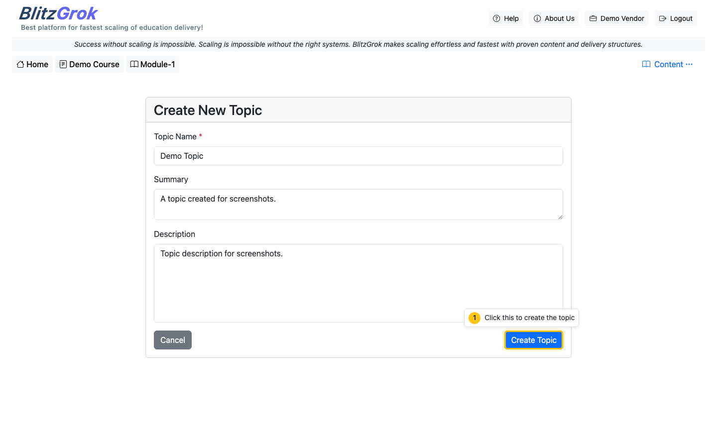 Topic create form